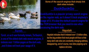 Some of the search engines that simply link dark sites include